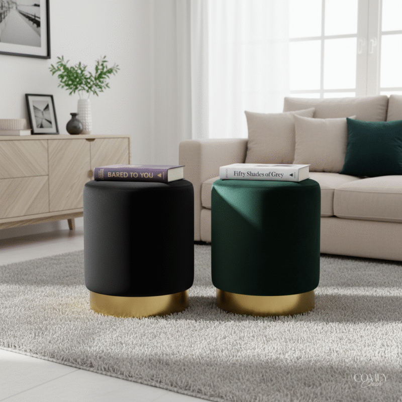Velvet Round Pouf